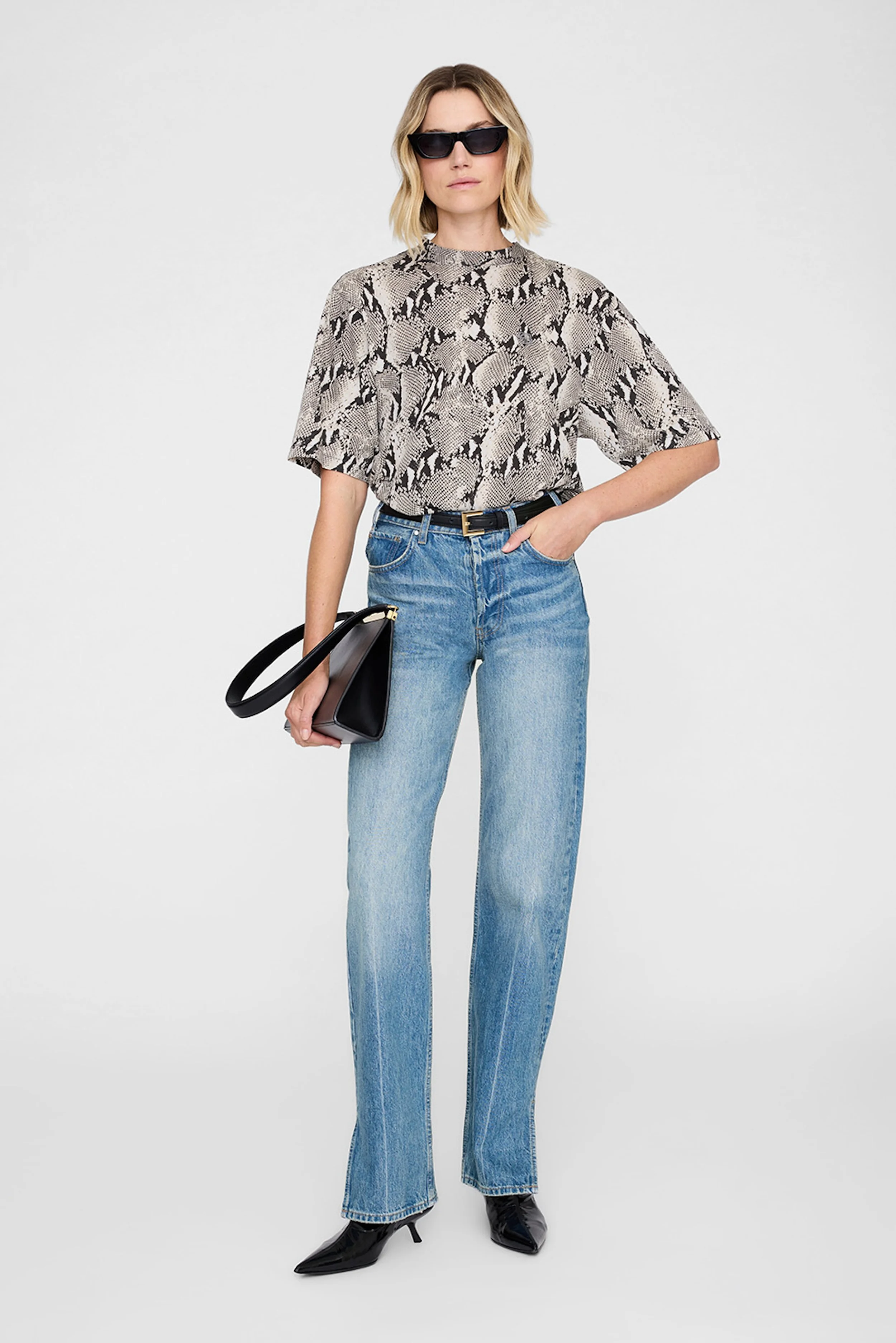 Anine Bing - Avi Tee -  Washed Python