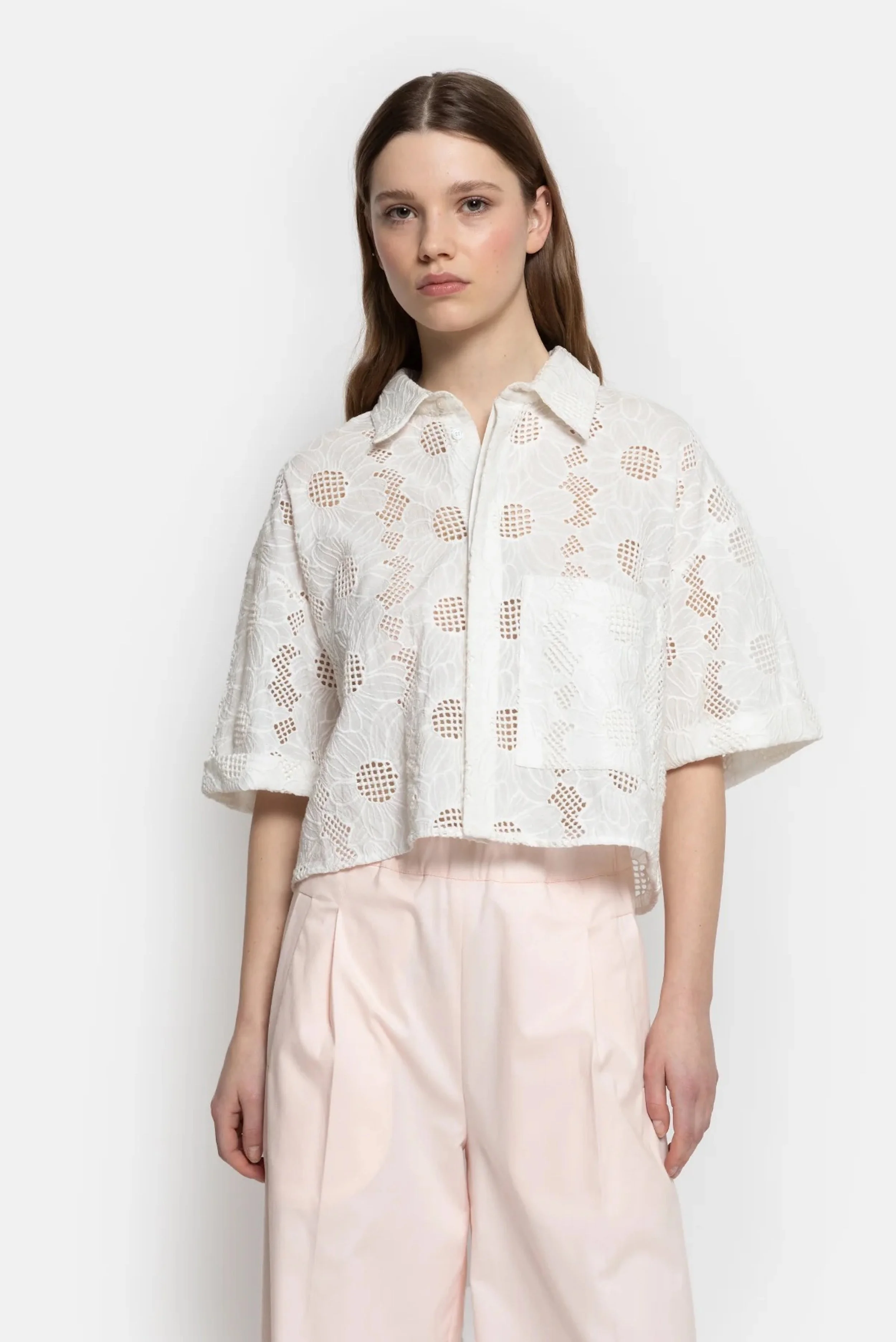 Âme - Nuts Shiffly Cropped Shirt - White