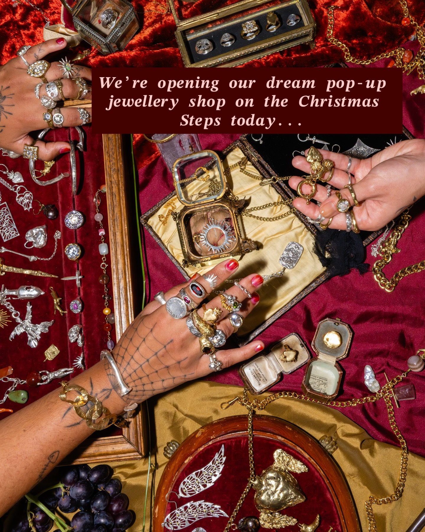 Bristol! 📯✨🤠 We&rsquo;re opening our dream pop-up shop today!!! We make hand-carved jewellery right here in Bristol &amp; we&rsquo;re popping up on the iconic Christmas Steps for 4-days only. 💥🗝️ Please come on by to explore our hard work. 
We&rs