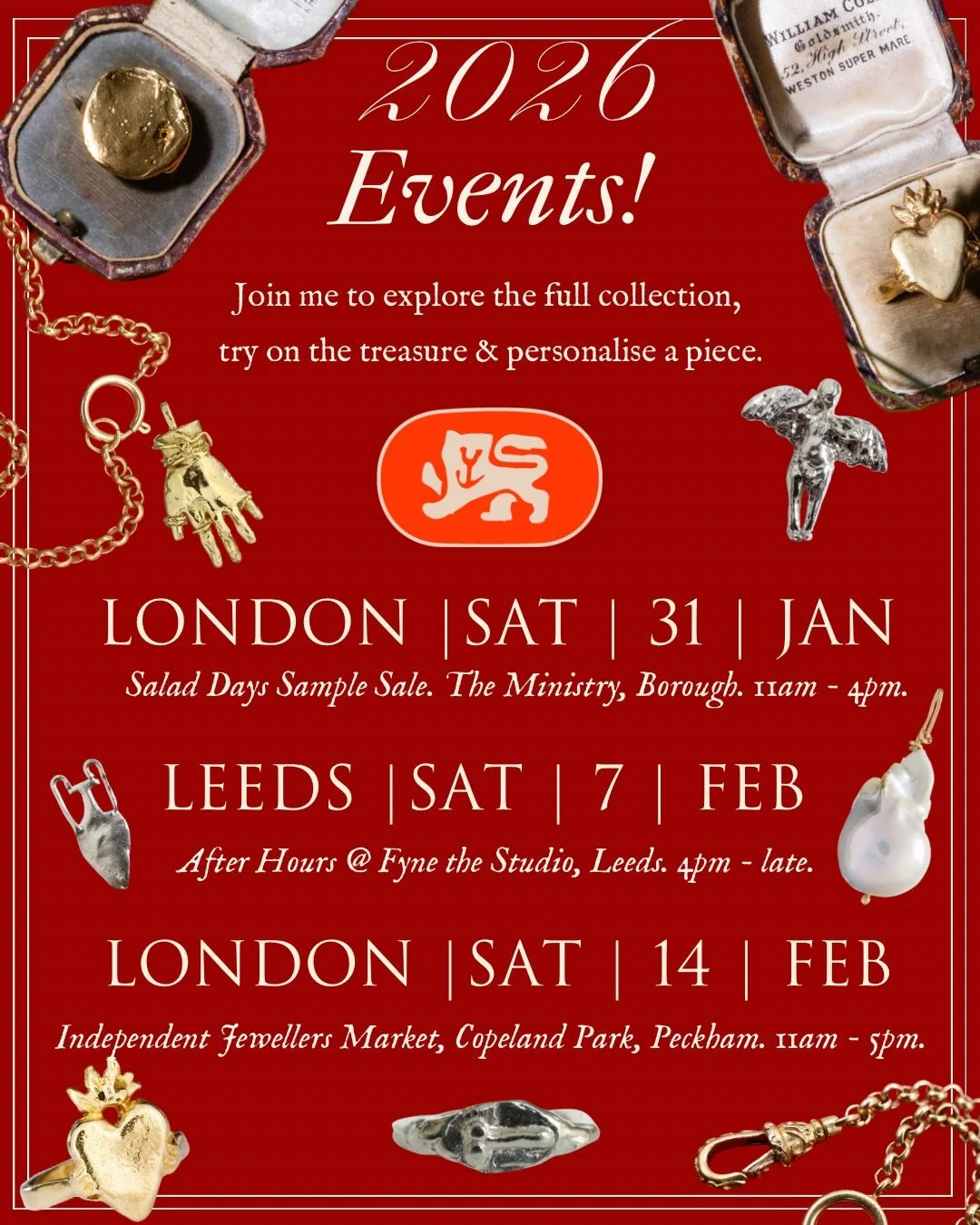 I&rsquo;ll be popping up at these events in the next few weeks! 🥰 I&rsquo;m hopping to London &amp; I&rsquo;m coming up to Leeds for Mus&eacute;e Roo&rsquo;s first foray northwards. 🚀 

The first event is a @saladdaysmarketlondon Sample Sale - I&rs