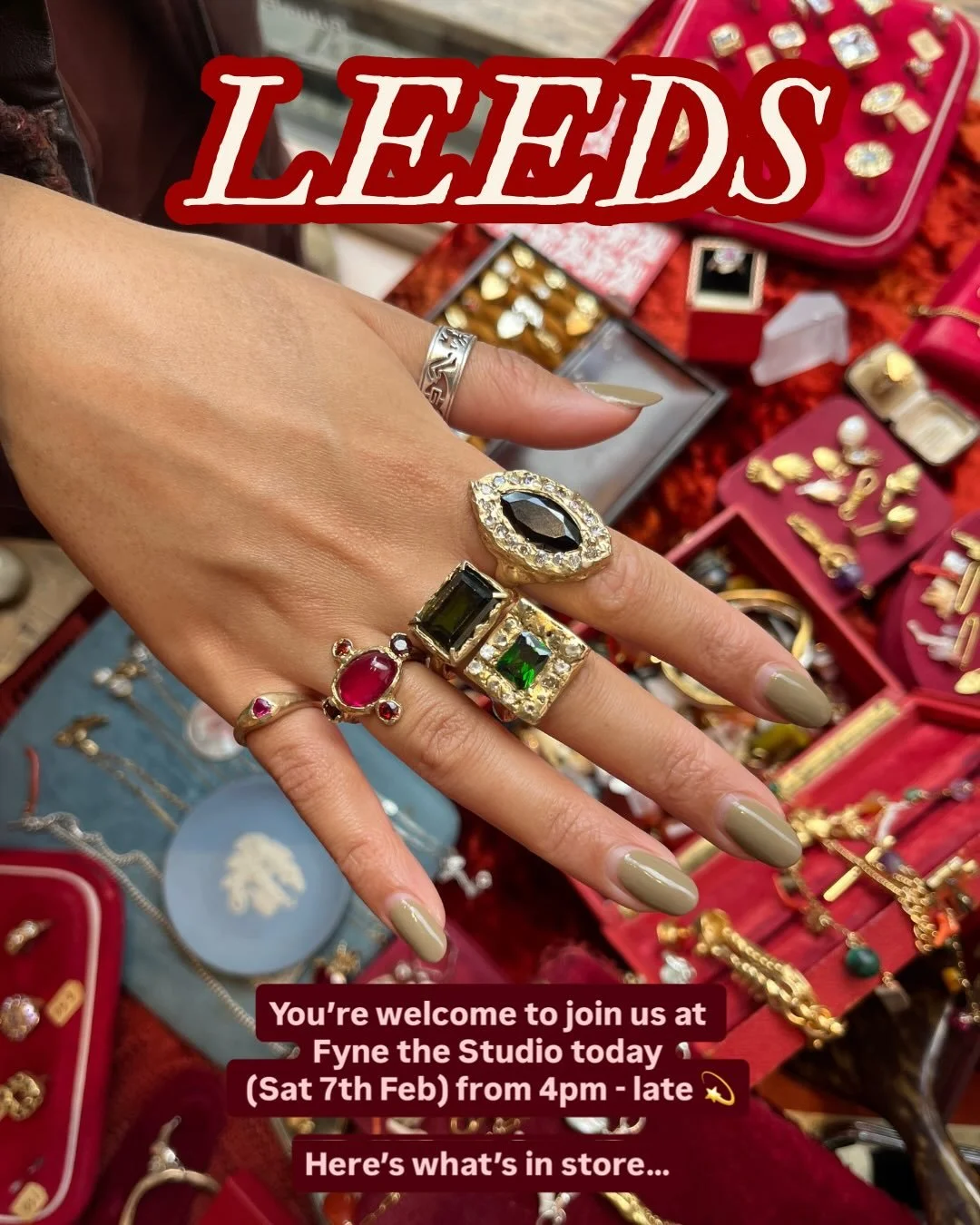 Some details for today&rsquo;s event in LEEDS! 
📍 @fynethestudio 12 Fish St from 4pm - late ✨ 
⭐ My hoard of hand-carved jewellery will be set up for your exploration &amp; perusal 🤗✨
🌀 7 tattoo artists offering walk in flash &amp; potentially cus