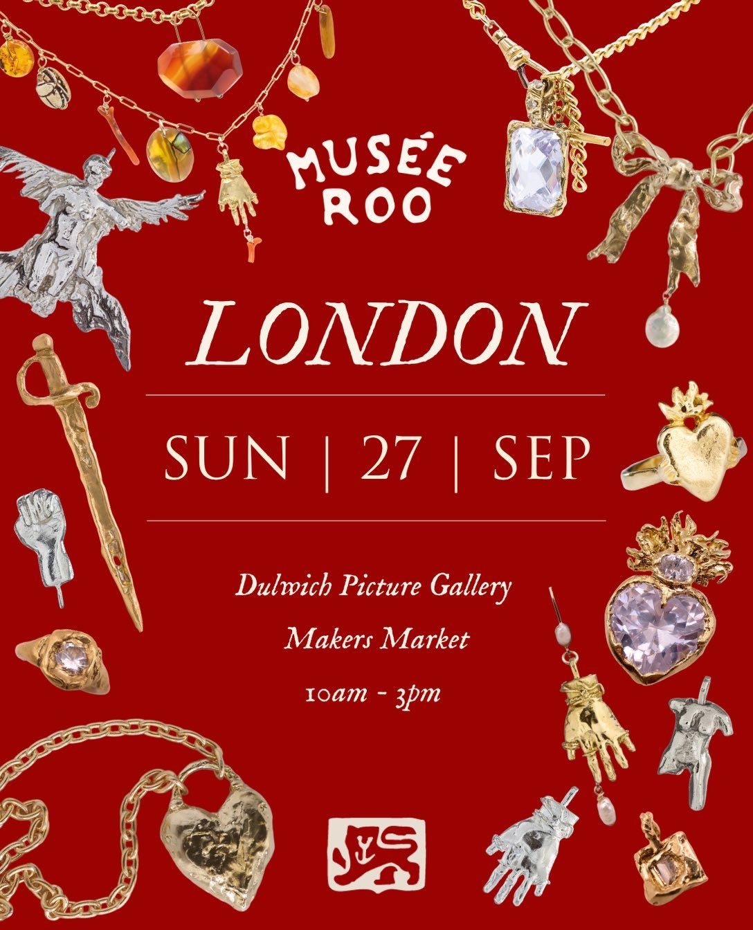 It&rsquo;s this coming Sunday 27th September !!! Join me for a treasure hunt at the @dulwichgallery &hellip; 💫 💎 🏛️🗝️ I&rsquo;m bringing my full hoard of hand-crafted historically informed jewellery to London, for you to explore, personalise with
