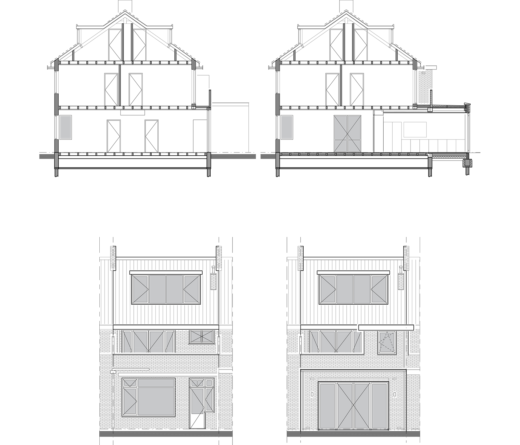 Links de bestaande en rechts de nieuwe situatie