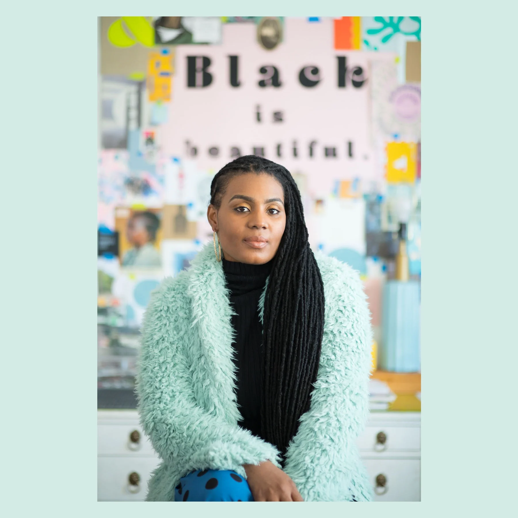 Tanekeya Word , Founder. Tanekeya Word is a Milwaukee, Wisconsin based visual artist, printmaker and art educator. A womanist, her work centers around Black women: sampling their past, remixing their present, and re-imagining the future of Blackness through the lens of Black girlhood and womanhood. Tanekeya is pursuing a PhD in Urban Education, with a specialization in Art Education. Her research focuses on Critical Race Theory, Black women, Thirdspace and Black Aesthetics. + tanekeya word in her home workspace.