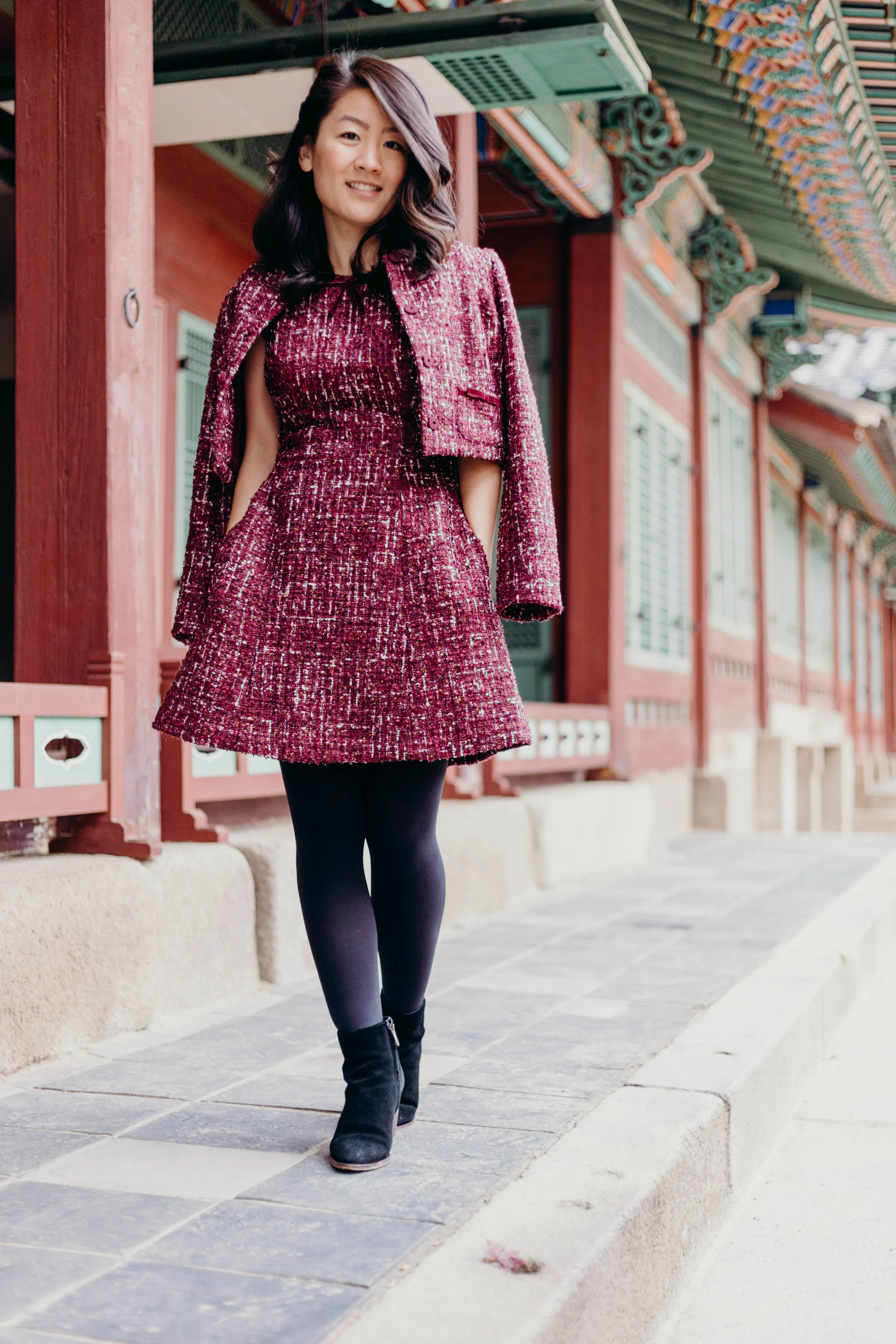 Why Representation Matters in the Blogosphere: Here Are Some Bloggers of Color You Should Read | On the Street Where We Live (aretherelilactrees.com) Gal Meets Glam Collection, Nell dress, Nell jacket, tweed, tweed set, Deoksugung, Seoul, South Korea
