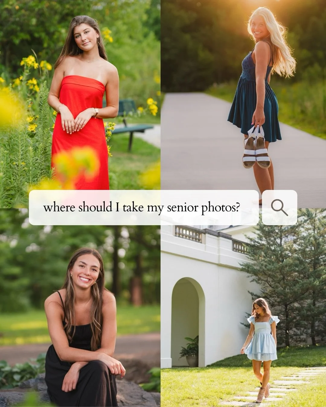 Where you shoot shapes everything about your gallery. The location sets the mood and affects how your outfits look in camera. Before I suggest spots, I try to know a little about you. Are you more outdoorsy and low-key, or do you lean toward somethin