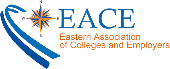 Logo of Eastern Association of Colleges and Employers featuring a stylized blue swoosh, a compass rose, and the acronym EACE with the full name written below.