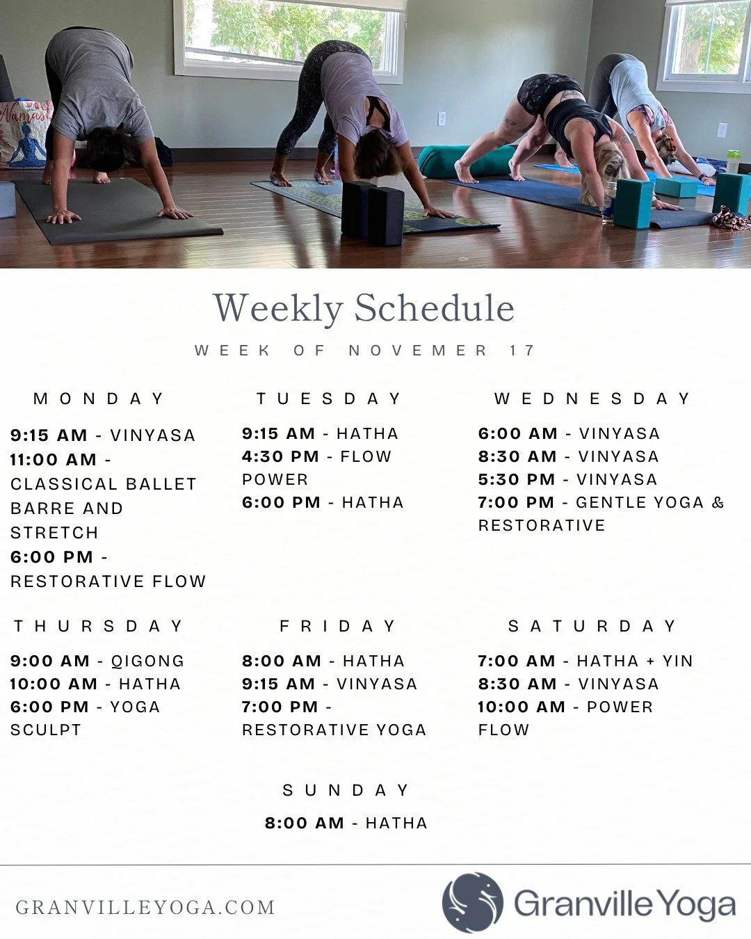 Find one moment today that&rsquo;s just for you. Our weekly schedule is ready when you are. ✨