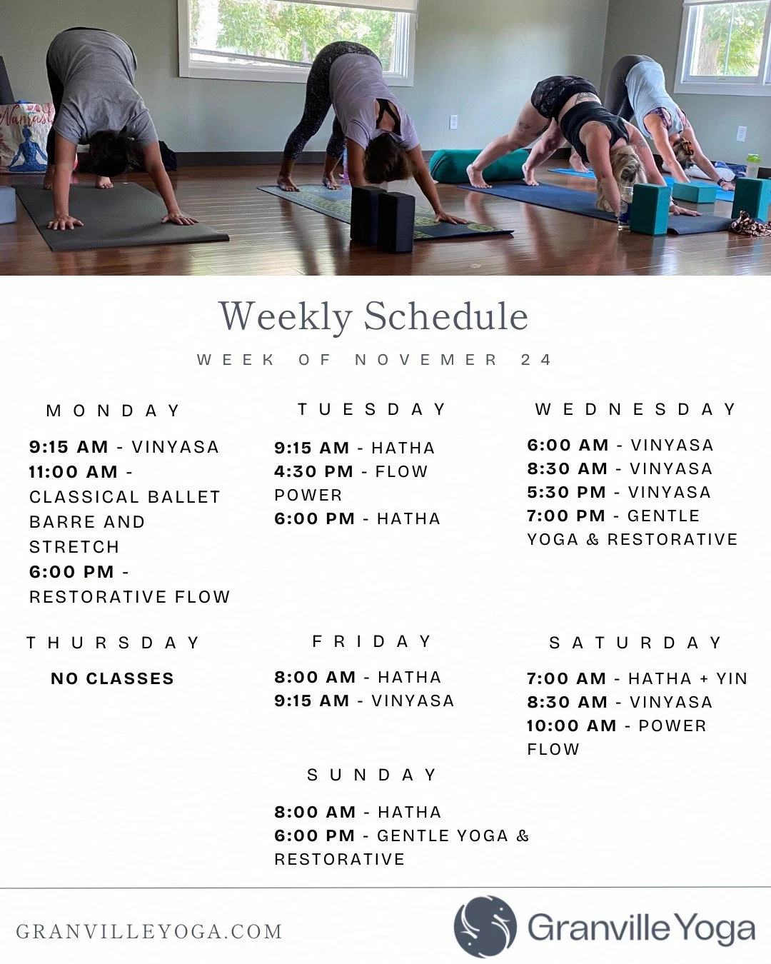 A new week of classes to ground, energize, and reconnect. We're grateful to share this space with you! 🧘🌿✨