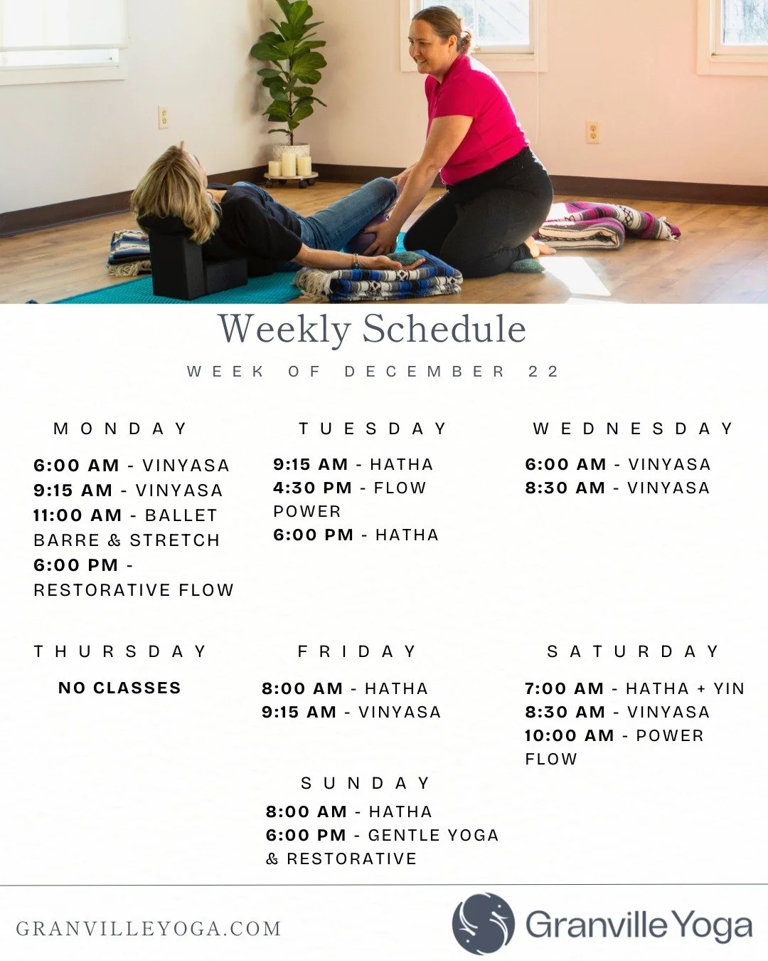 This week, we&rsquo;re moving a little slower and soaking in the season.💫
We&rsquo;ll be taking a break Wednesday evening (Christmas Eve) and Thursday (Christmas Day). There will be no classes during that time.

Wishing you a peaceful, joy-filled ho