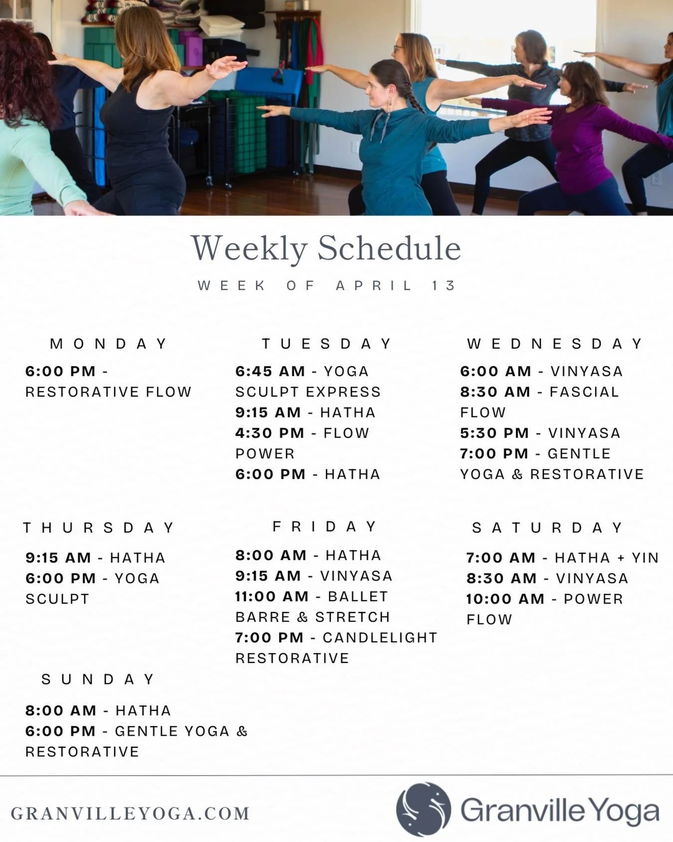✨ Weekly Schedule Highlight ✨

Ready to slow down this week?

Join us for Candlelight Restorative Yoga this Friday at 7:00 PM. This gentle, calming practice is designed to help you reset your nervous system and reconnect with yourself.

In this 60-mi