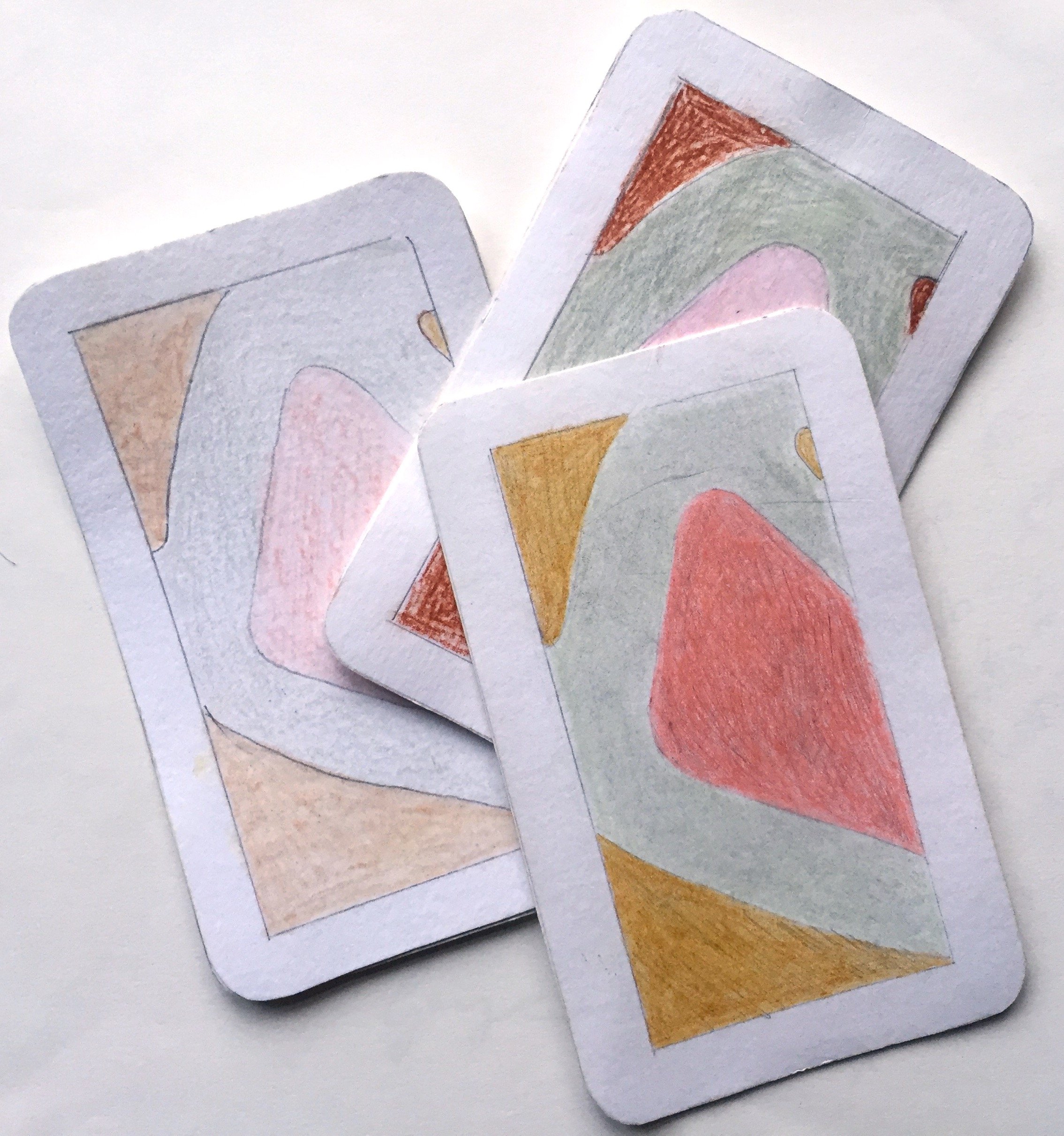 Upside Down Table Cards, pencil and acrylic, 2018