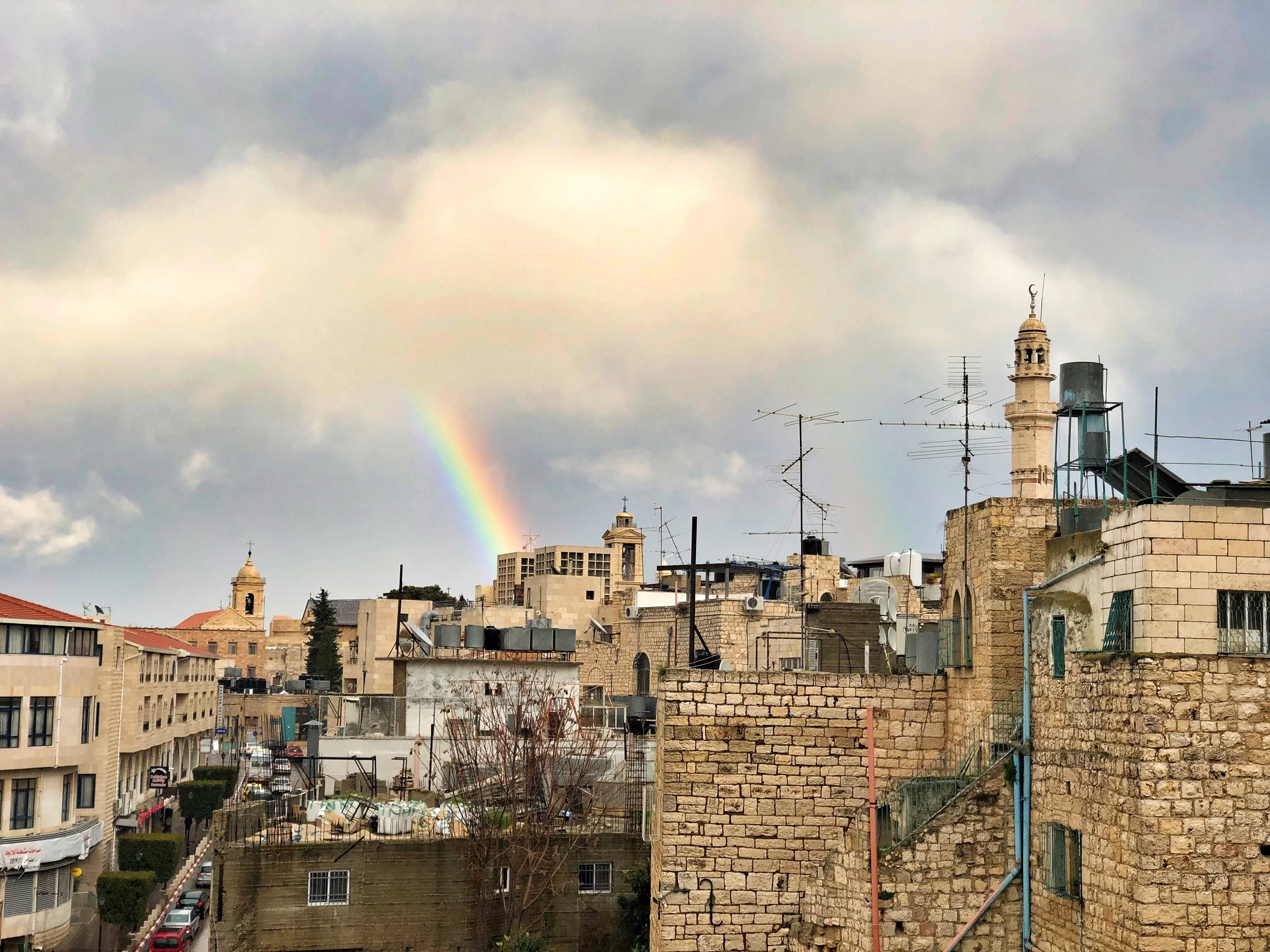 Rainbow over Bethlehem as we left Sami Awad’s place.