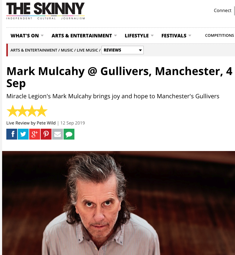 The Skinny, review of 4 September 2019 show at Gulliver’s, Manchester UK. Read it here.