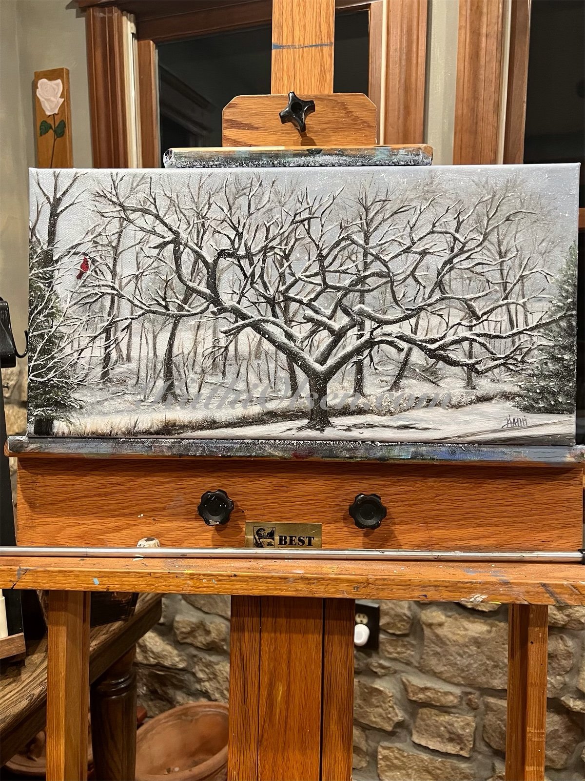 Winter Tree With Cardinal Echo Lake Park