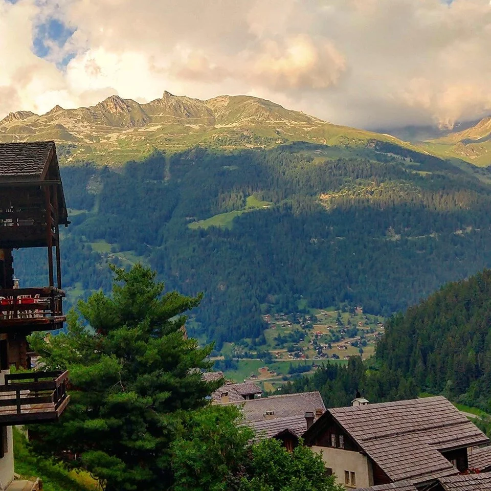 The view from our chalet in Grimentz. Switzerland. This was one of our rural locations.