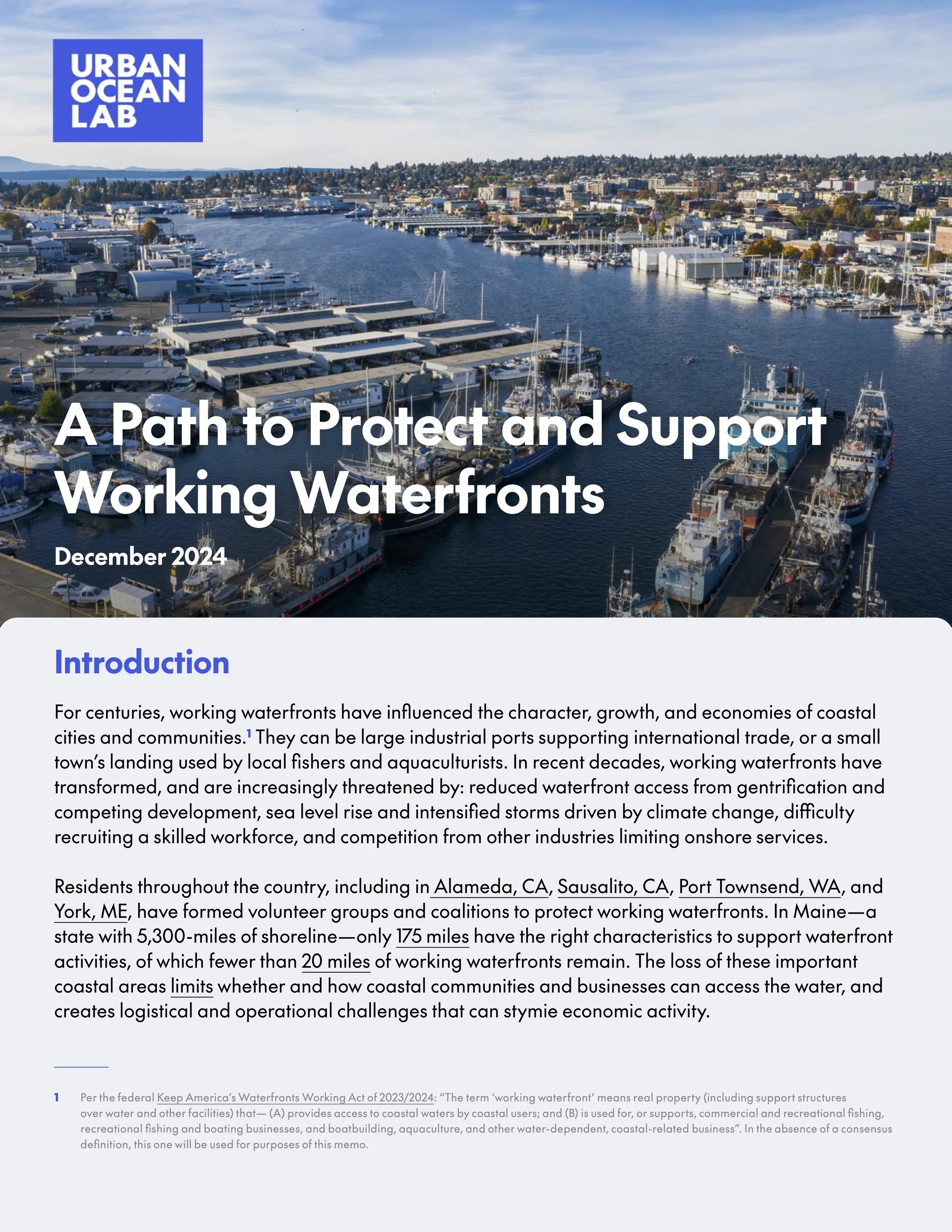 A Path to Protect and Support Working Waterfronts