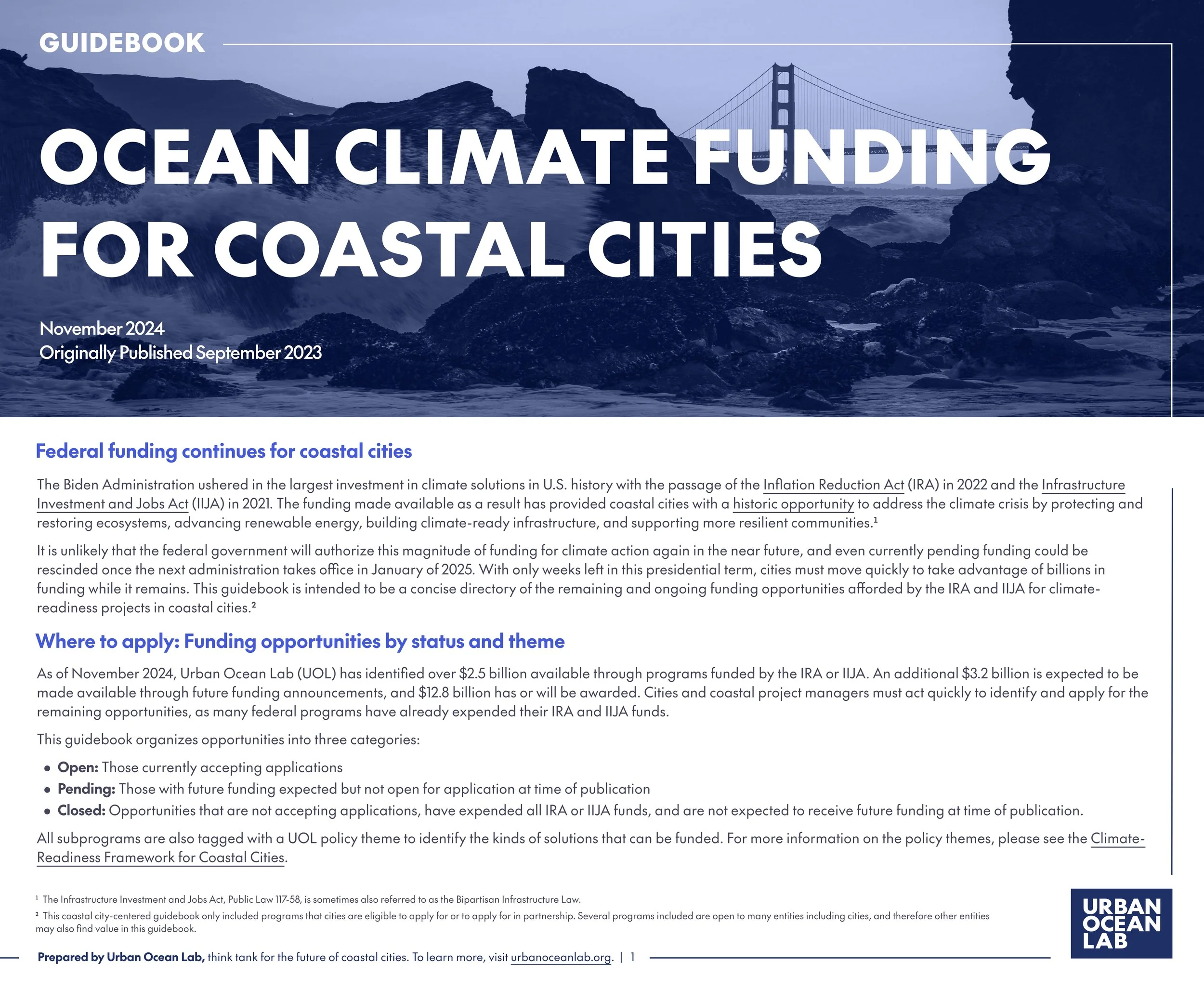 Guidebook: Ocean Climate Funding for Coastal Cities