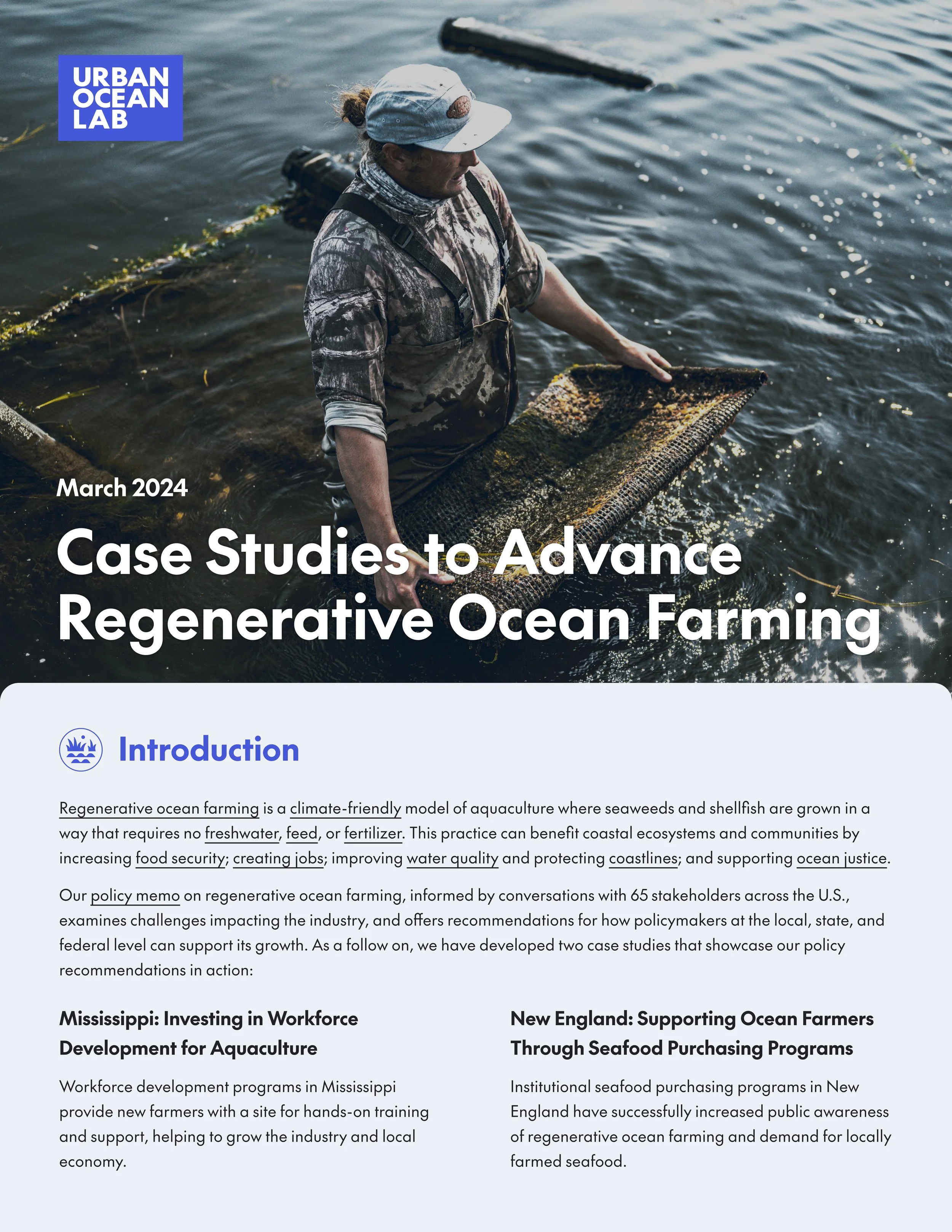 Case Studies to Advance Regenerative Ocean Farming