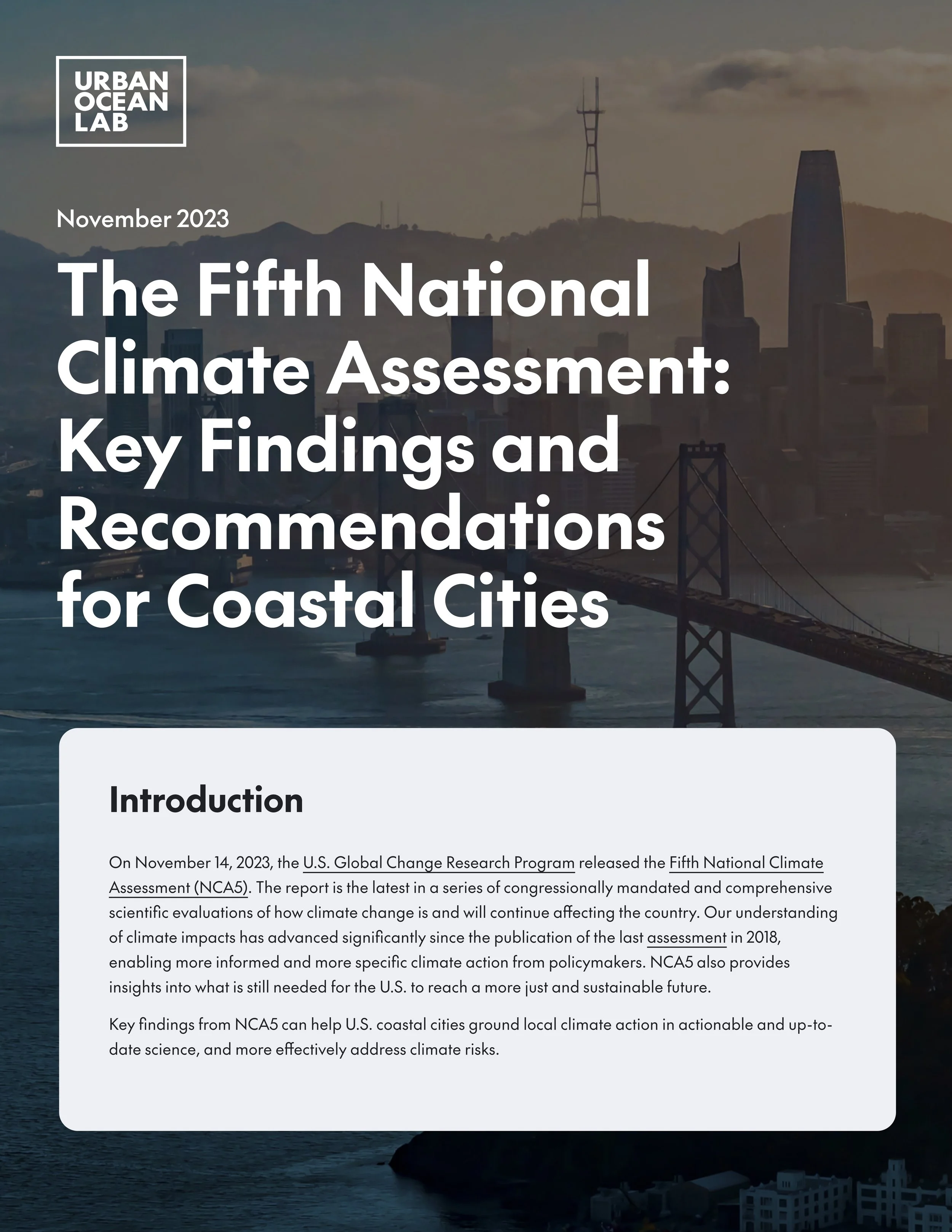 The Fifth National Climate Assessment: Key Findings and Recommendations for Coastal Cities