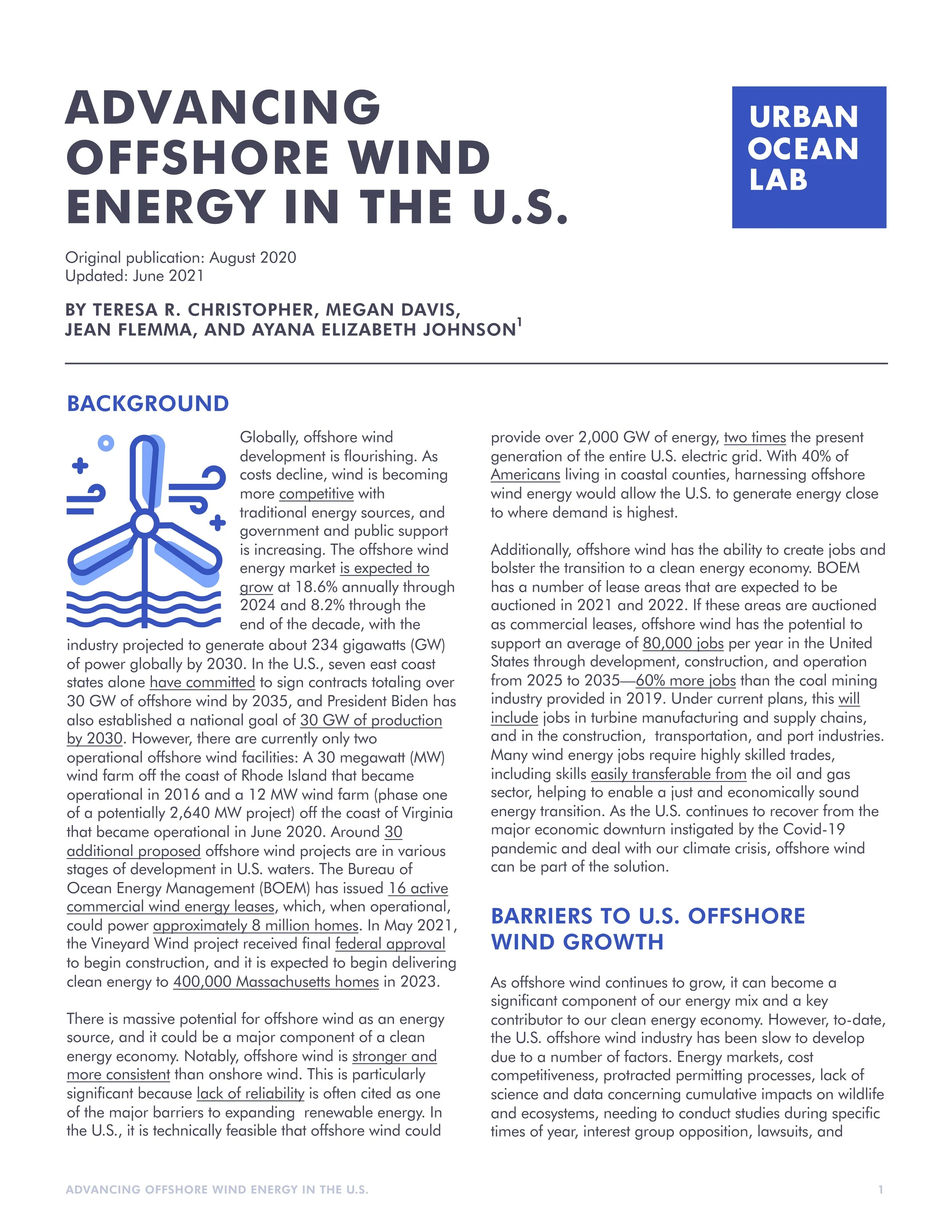Advancing Offshore Wind in the U.S.
