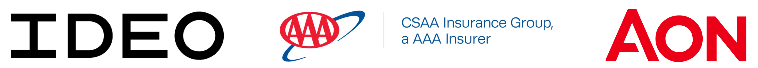 IDEO, CSAA, and Aon logos