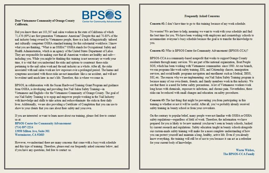 A Message for our Nail Salon Workers, Employers, and Community Safety Advocates