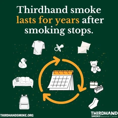 Thirdhand smoke can stay on surfaces for YEARS after the people who smoked stopped smoking or moved out. Link:
https://thirdhandsmoke.org/how-long-does-thirdhand-smoke.../ 
---
Kh&oacute;i thuốc l&aacute; tồn lưu c&oacute; thể b&aacute;m tr&ecirc;n c