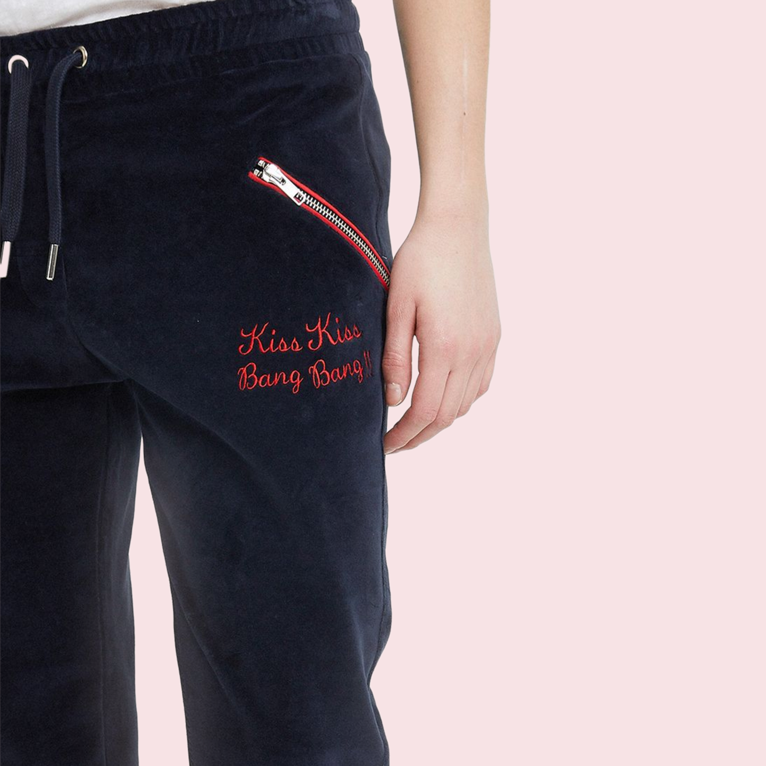 ZOE KARSSEN - KISS KISS BANG BANG - EMBROIDERED VELOUR SWEATPANTS - GOODBOY