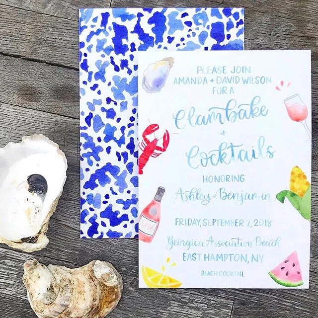 Clambake and cocktails anyone? 💌 @mulberryandelmdesign 🦞 @theseafoodshop .
.
.
.
.
#ashleyabbottevents #events #eventplanner #eventdesign #eventstyling #eventdecor #beach #wedding #weddingdecor #hamptons #hamptonswedding #summer #weddingideas #clam