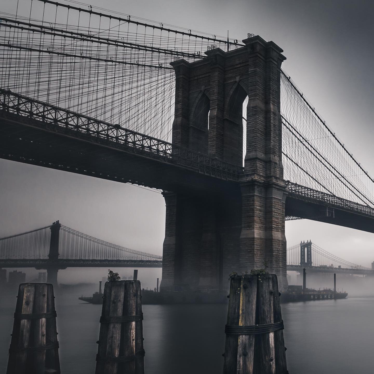 A foggy morning at the Brooklyn Bridge&hellip; #NYC #manhattan #newyorkcity #architecture #photography #city #nycphotographer #photo #beautiful #art #brooklynbridge #fog #leefilters
