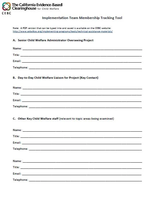 Implementation Team Membership Tracking Tool