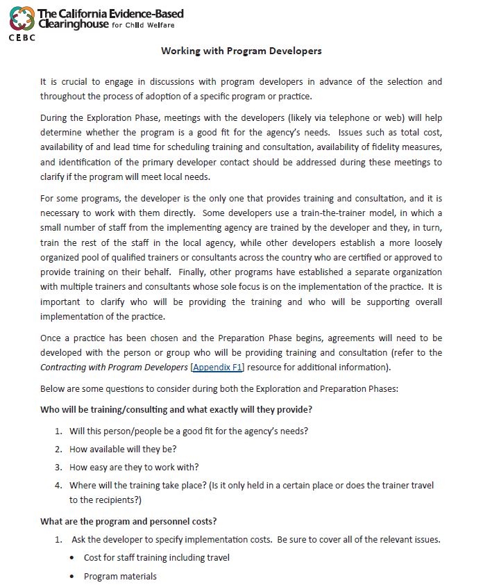 Working with Program Developers