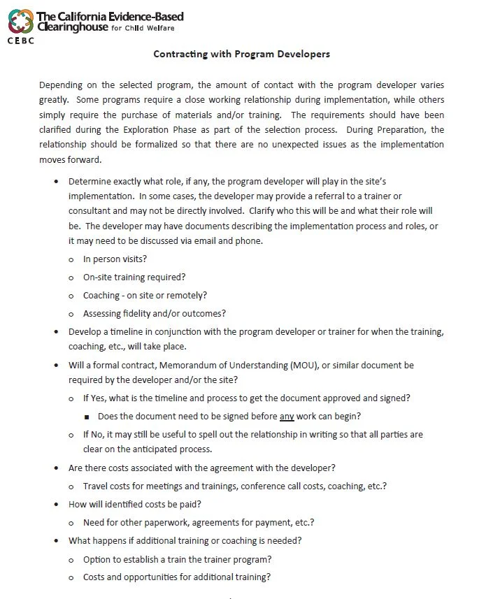 Contracting with Program Developers