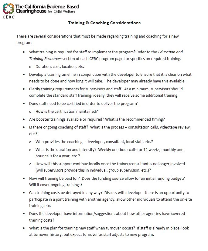 Training and Coaching Considerations