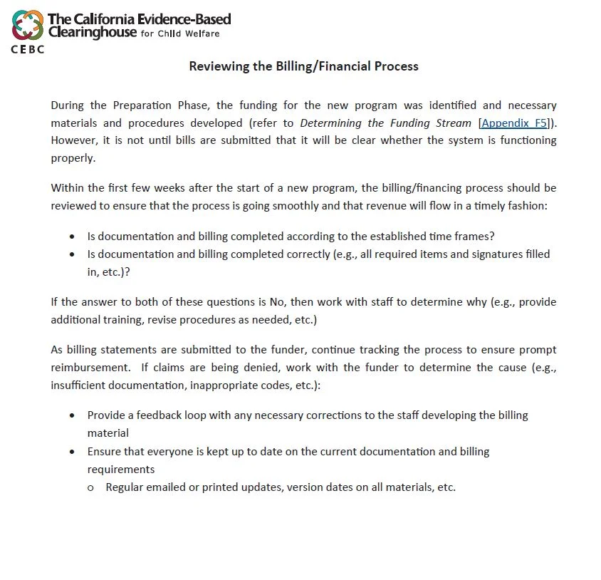 Reviewing the Billing/Financial Process