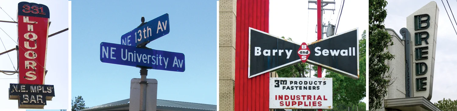 Signs from different eras on 13th Avenue and in the neighborhood provided inspiration for the logo