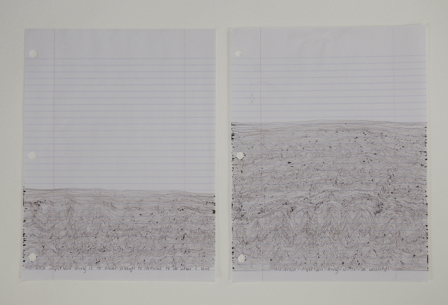 The Most Important Thing , 2014, ink on loose leaf paper