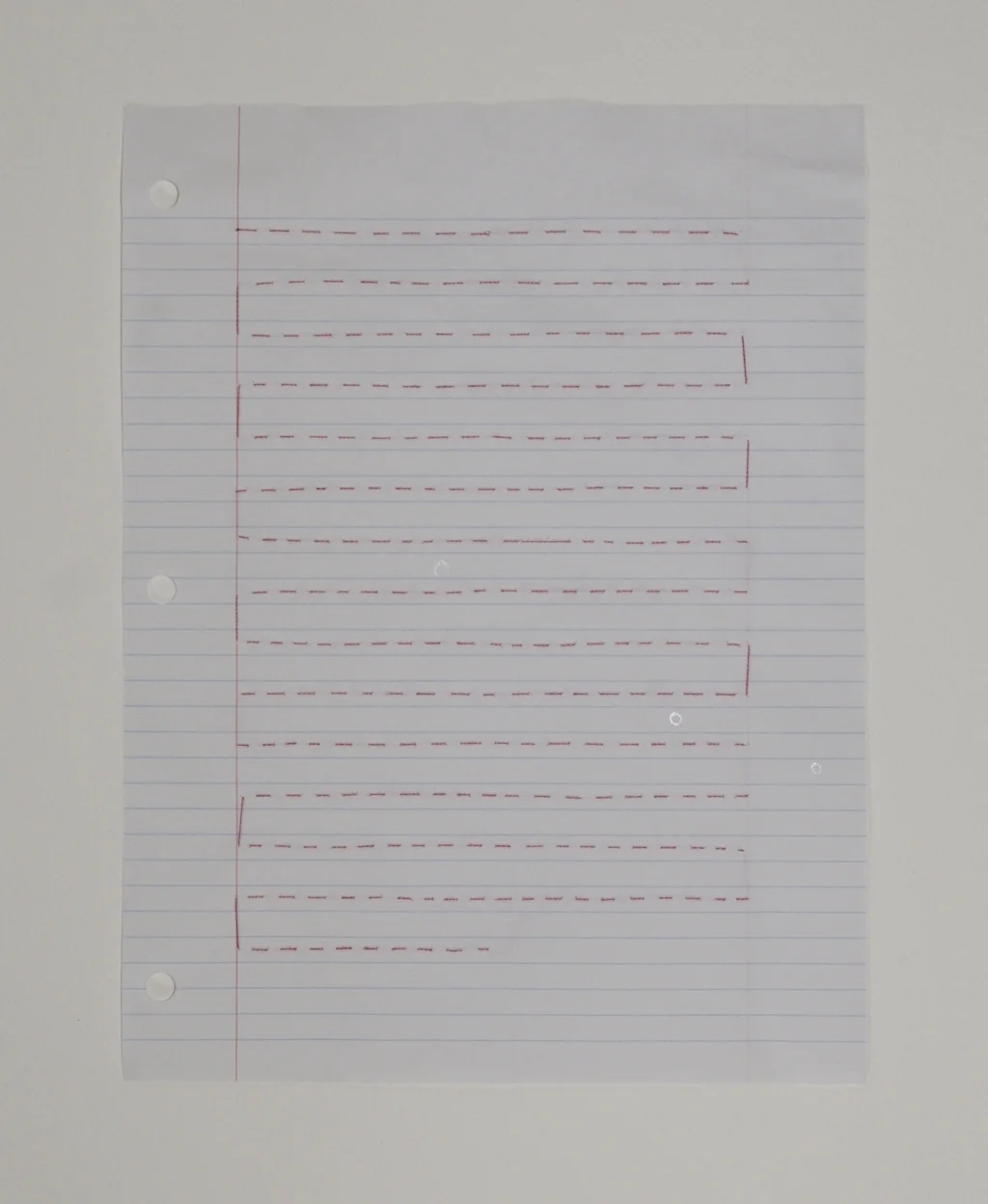 Practice Sheet II , 2014, embroidery thread on loose leaf