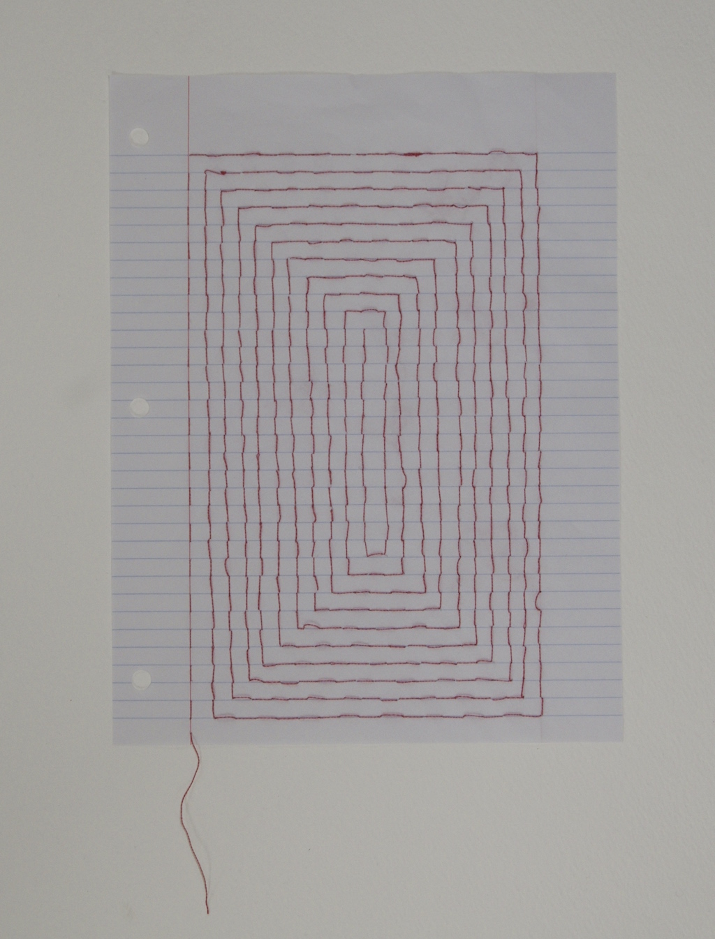 Carpet Page: Labyrinth , 2014, embroidery thread on loose leaf