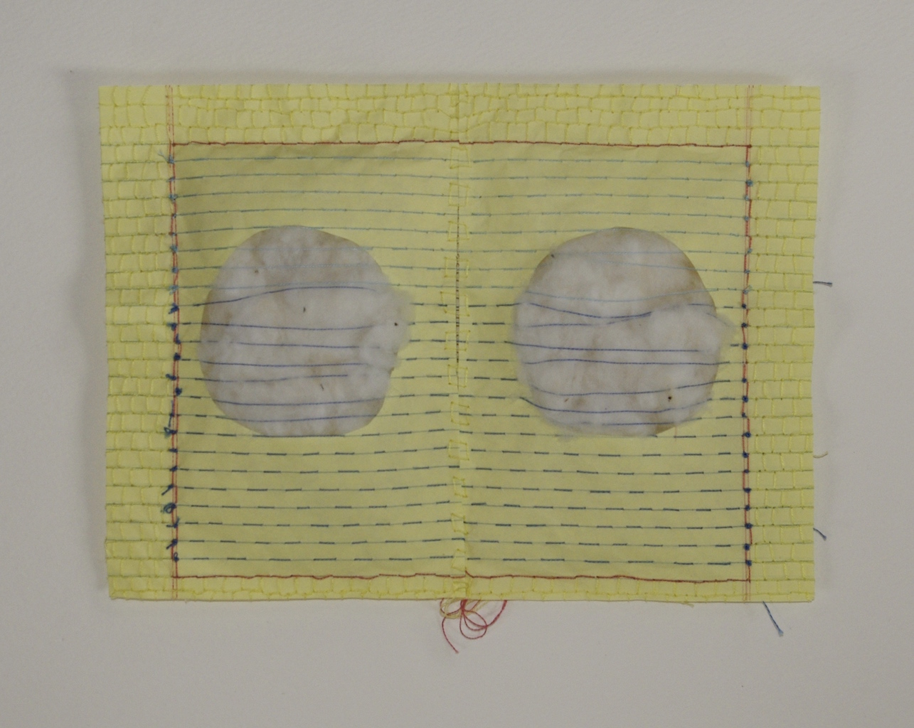 Recto Verso III , 2014, cotton, thread, and notepad paper