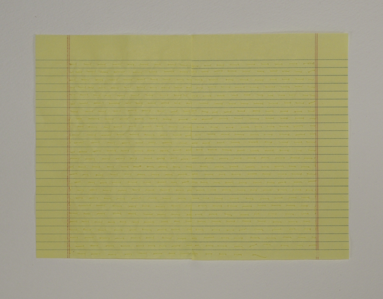 Recto Verso I , 2014, embroidery thread and notepad paper