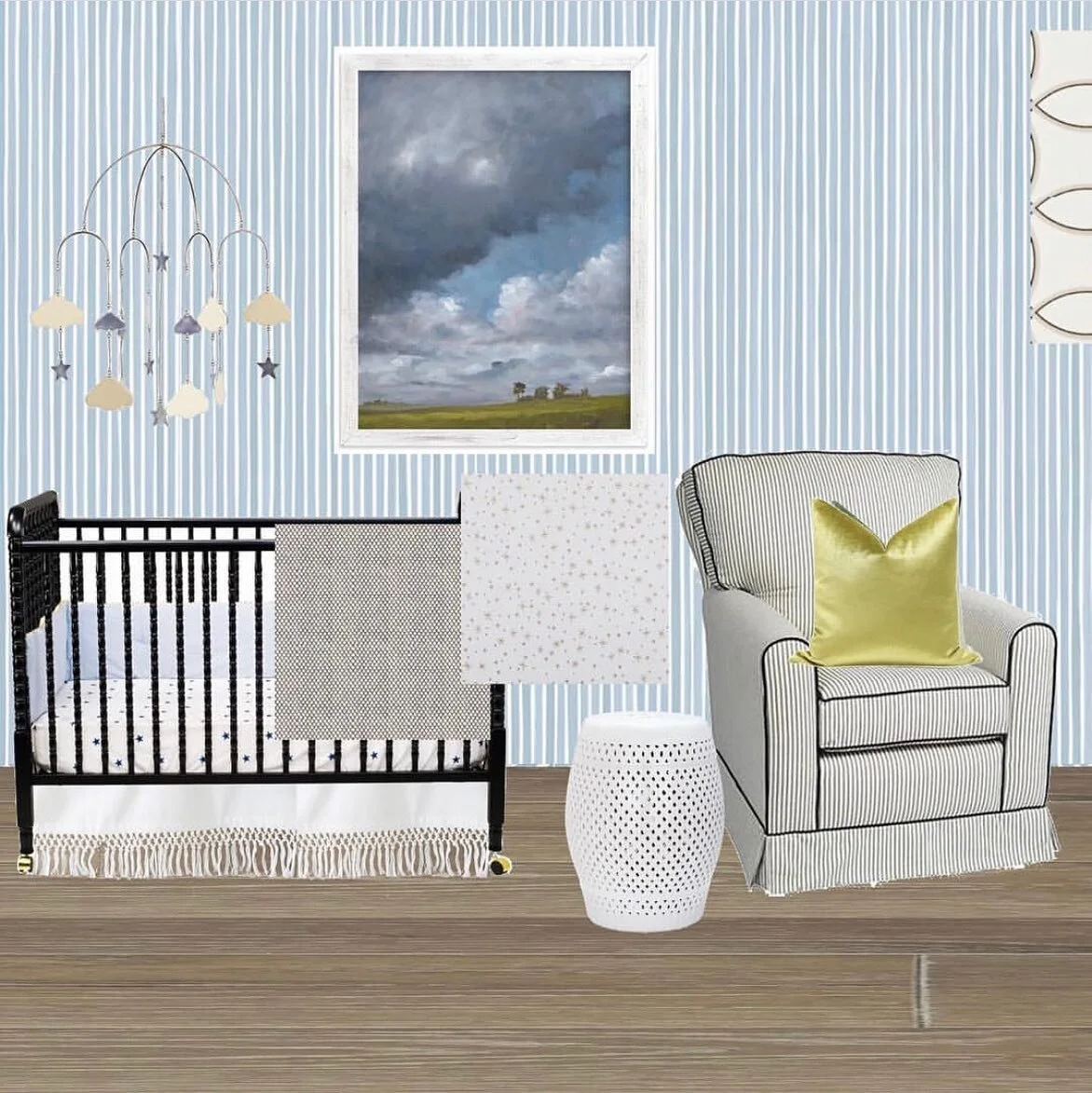 Starting on a couple home re-designs this week and FINALLY unpacking the decor boxes for my house. It’s always the most fun part…when all of the ideas come together. #vwhomeonthebayou #wallpaper  #stripedwallpaper #nurserydesign