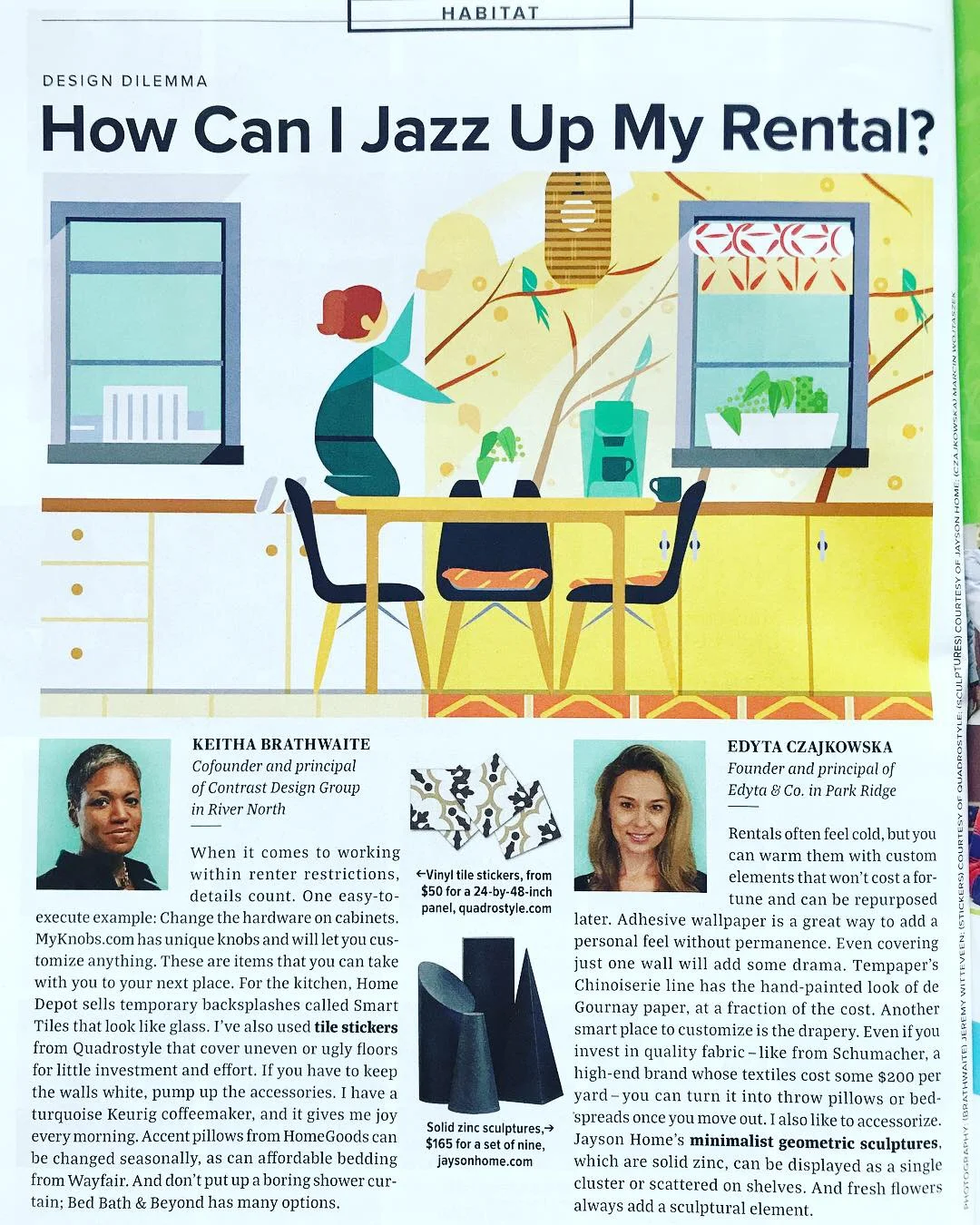 My Interior Design tips in Chicago Magazine issue — EDYTA&CO.