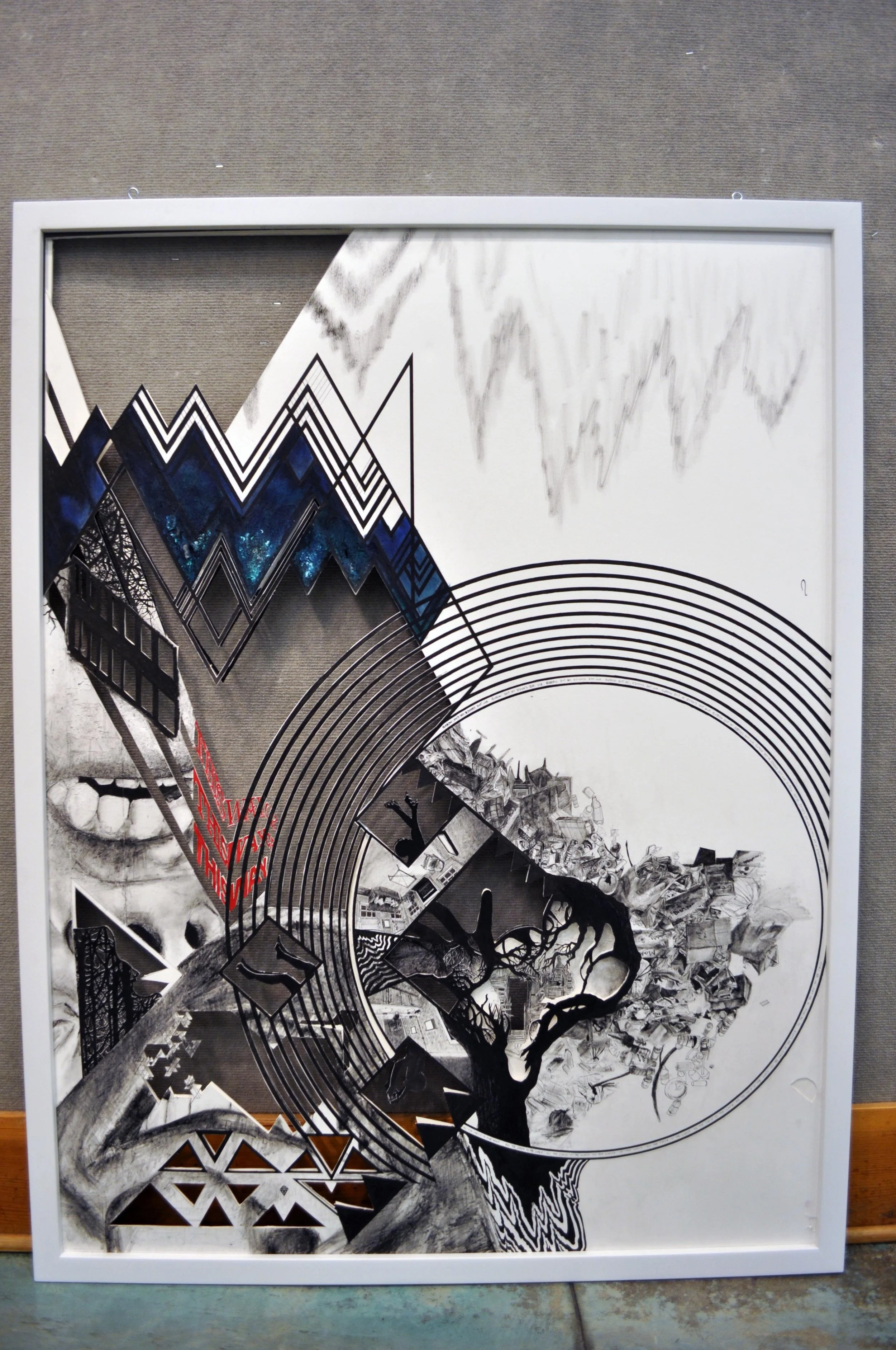 The Fearsome Distance Between What We Say and What We Mean panel #5, pen on paper, 60'' x 40'', 2011