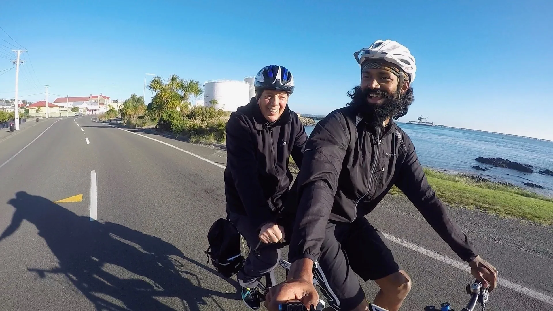 My last passenger Tim Shadbolt rode with me in Invercargill during the last leg of Freedom Seat and finished in Bluff.