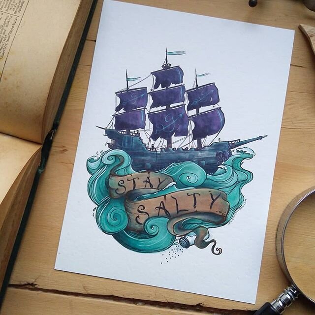 I have a bit of a love affair with anything Pirates (you haven't noticed, have you?!), and the sea calls my name (literally! Shelly can't get much more sea-related, can it?). &bull; 
This illustration was inspired by a friend of mine, he might be a b