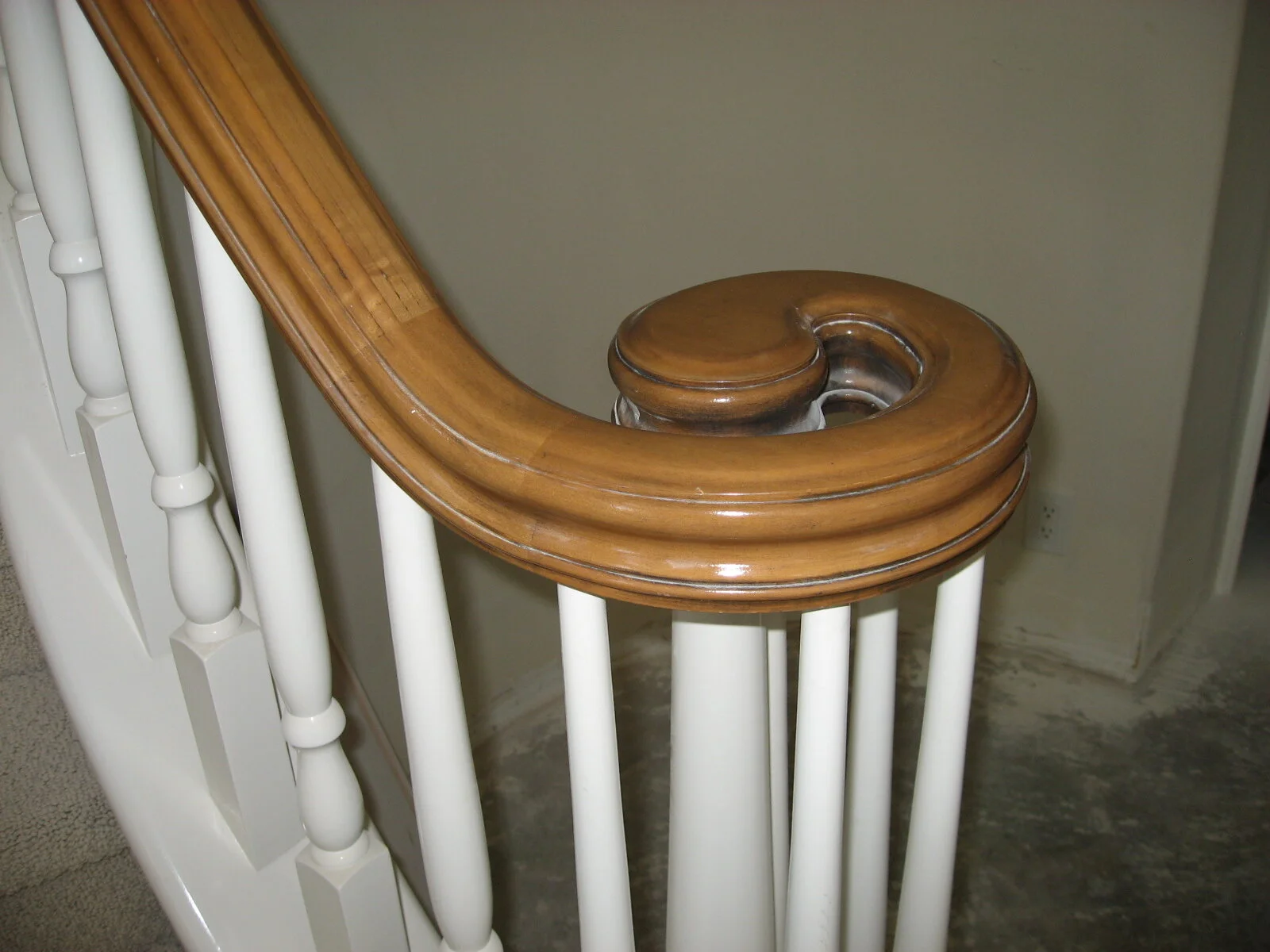 Before and After - stained stairwell cap 1.JPG