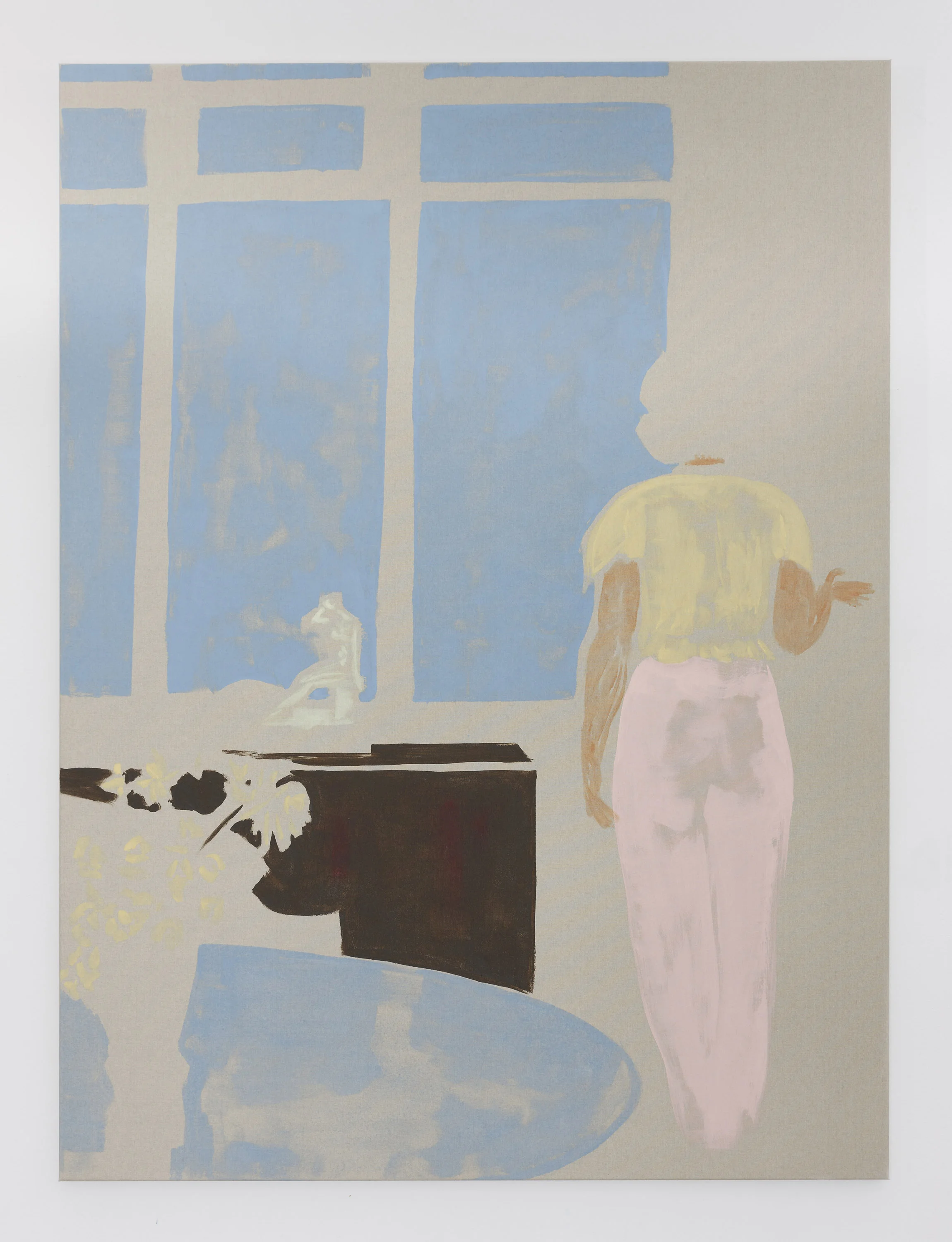 A sudden softness , 2019 acrylic on polyester, 137h x 102w cm