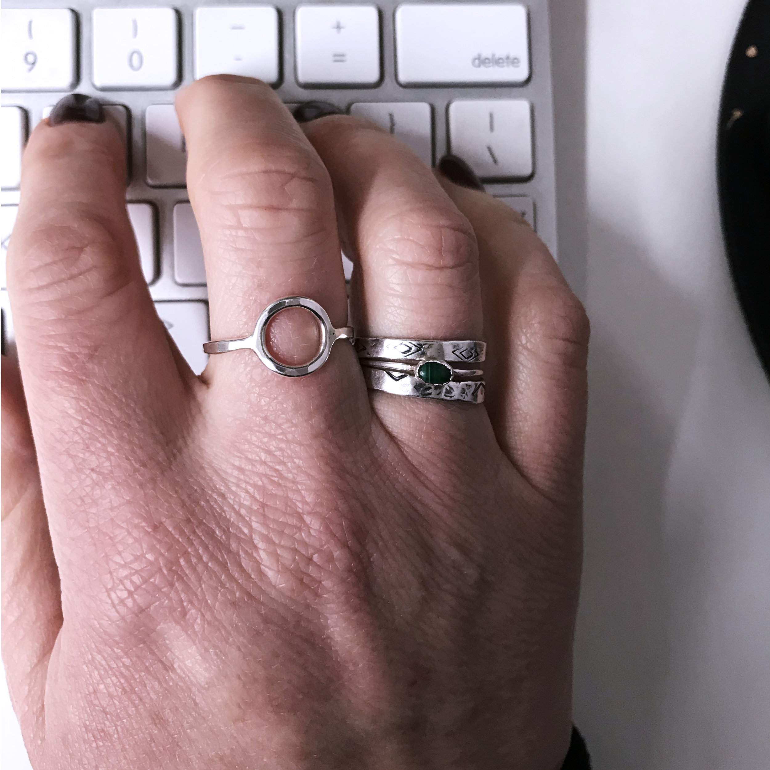 Circle ring and stamped ring stack